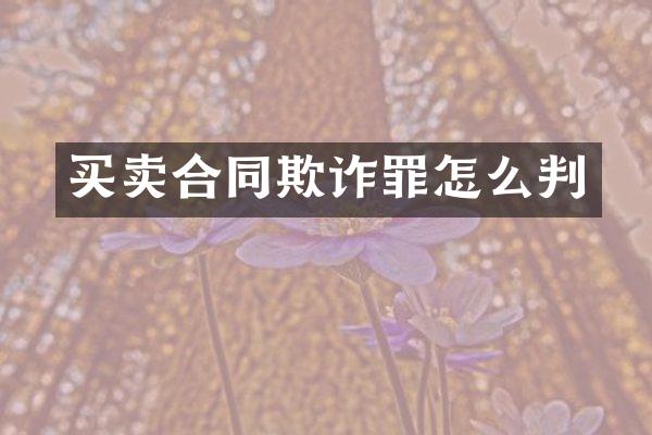 买卖合同欺诈罪怎么判