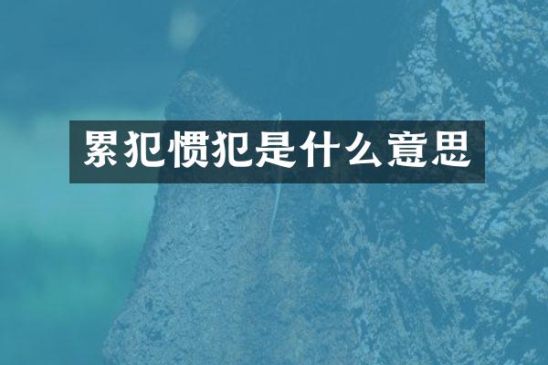 惯犯是什么意思
