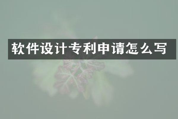 软件设计专利申请怎么写
