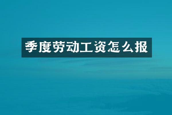 季度劳动工资怎么报