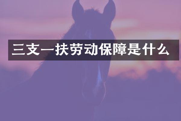 三支一扶劳动保障是什么