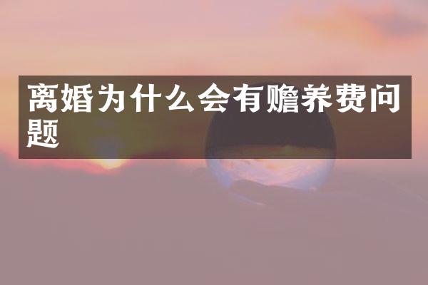 离婚为什么会有赡养费问题