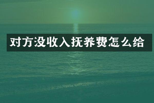 对方没收入抚养费怎么给