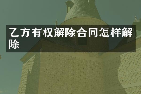 乙方有权解除合同怎样解除