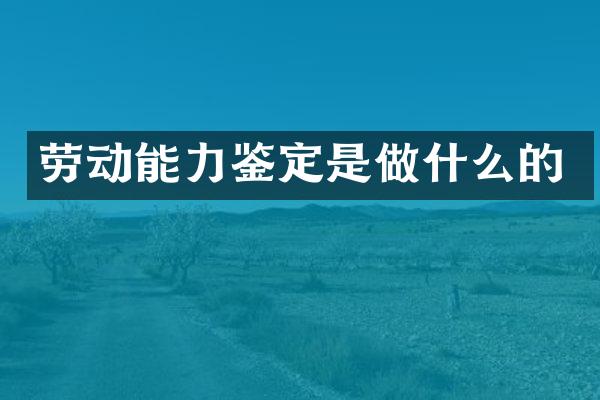 劳动能力鉴定是做什么的