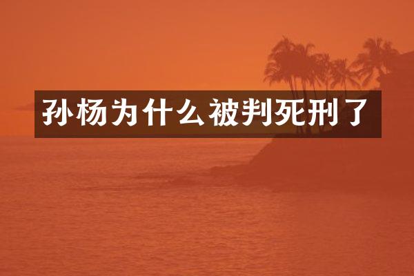 孙杨为什么被判死刑了