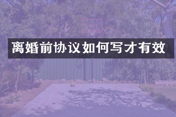 离婚前协议如何写才有效