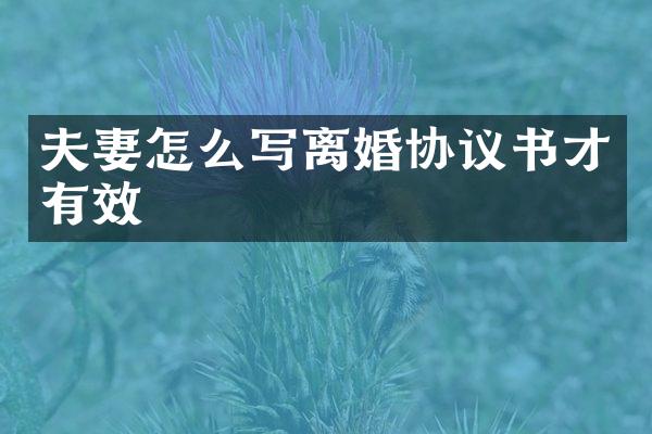 夫妻怎么写离婚协议书才有效