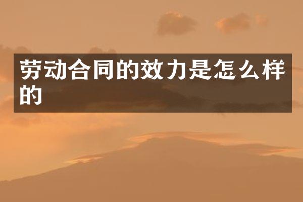 劳动合同的效力是怎么样的