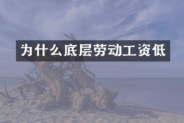 为什么底层劳动工资低