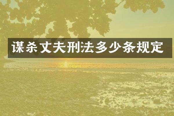 谋杀丈夫刑法多少条规定