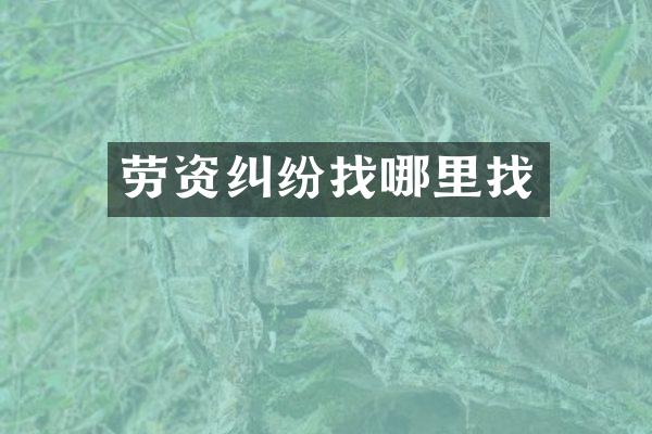 劳资纠纷找哪里找