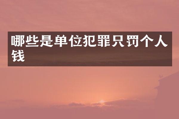 哪些是单位犯罪只罚个人钱