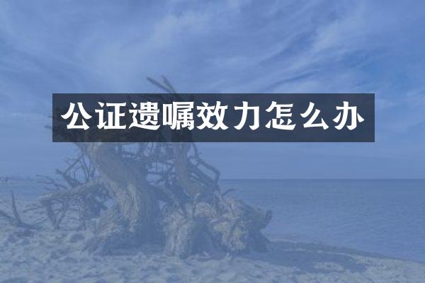 公证遗嘱效力怎么办