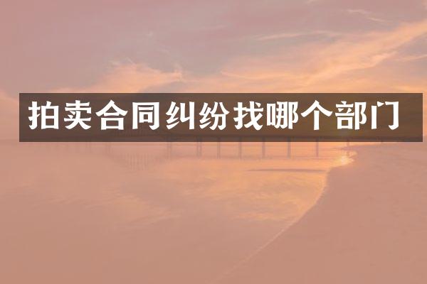 拍卖合同纠纷找哪个部门