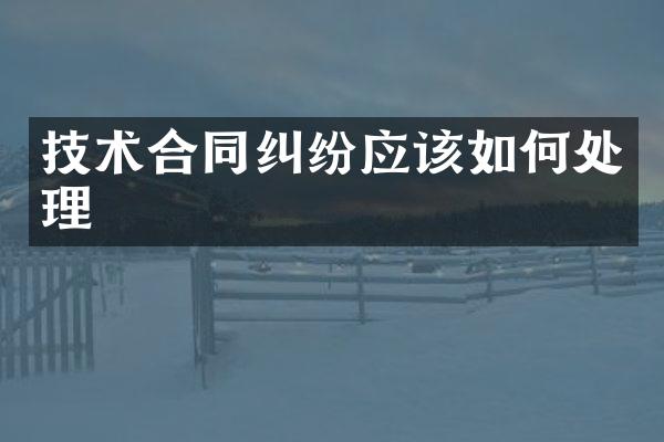 技术合同纠纷应该如何处理