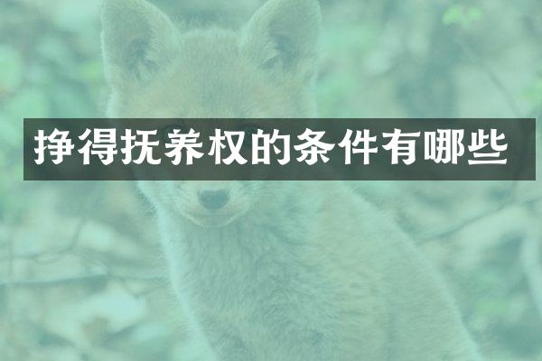 挣得抚养权的条件有哪些