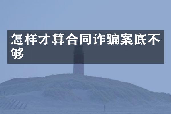 怎样才算合同诈骗案底不够