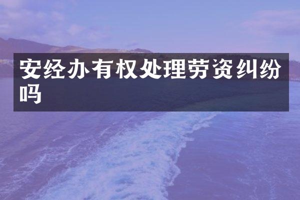 安经办有权处理劳资纠纷吗