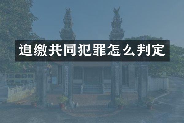 追缴共同犯罪怎么判定