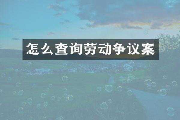 怎么查询劳动争议案