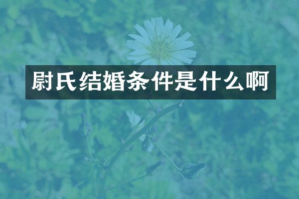 尉氏结婚条件是什么啊
