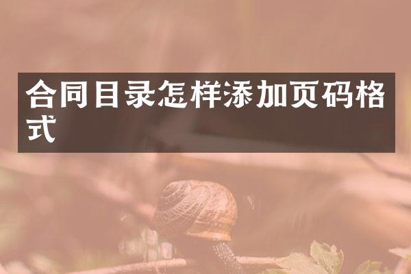 合同目录怎样添加页码格式