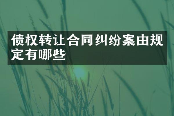 债权转让合同纠纷案由规定有哪些