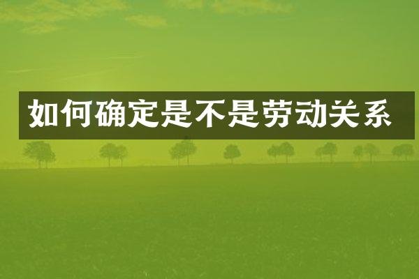 如何确定是不是劳动关系