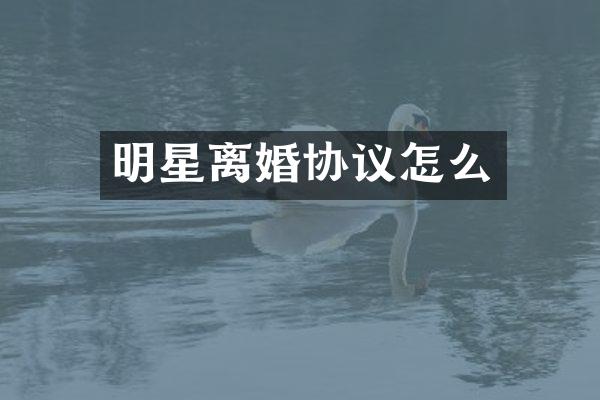 明星离婚协议怎么