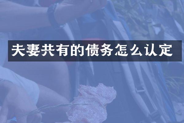 夫妻共有的债务怎么认定