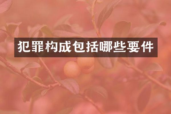 犯罪构成包括哪些要件