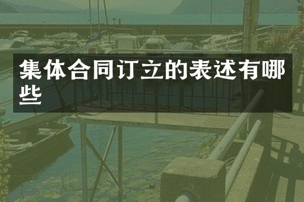 集体合同订立的表述有哪些