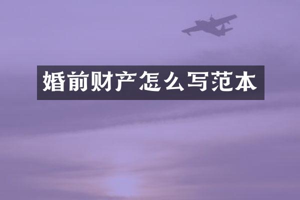 婚前财产怎么写范本