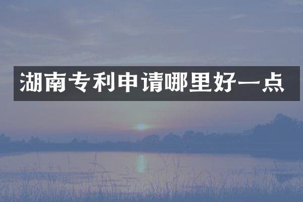 湖南专利申请哪里好一点