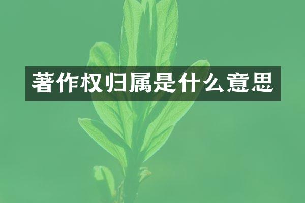著作权归属是什么意思