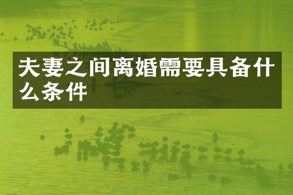 夫妻之间离婚需要具备什么条件
