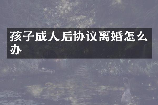 孩子成人后协议离婚怎么办