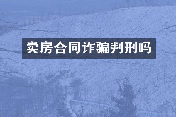 卖房合同诈骗判刑吗