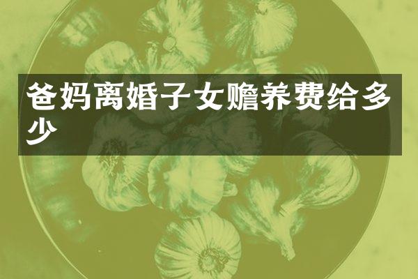 爸妈离婚子女赡养费给多少