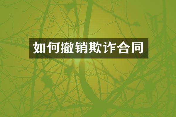 如何撤销欺诈合同