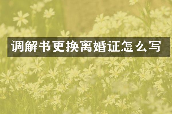 调解书更换怎么写