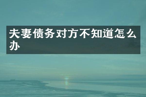 夫妻债务对方不知道怎么办