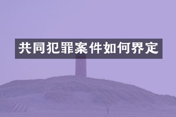 共同犯罪案件如何界定