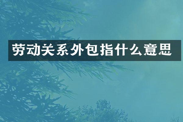 劳动关系外包指什么意思