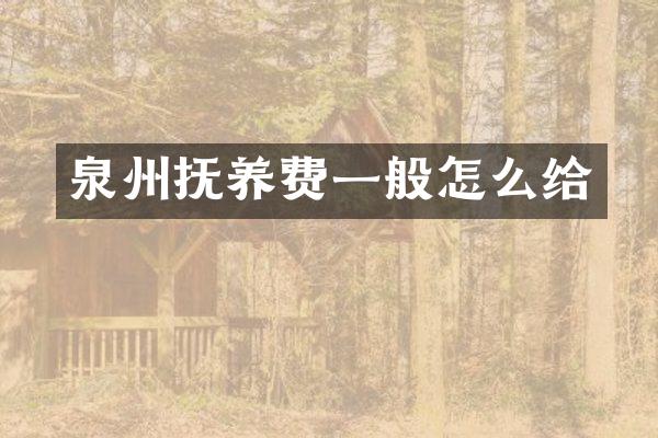 泉州抚养费一般怎么给