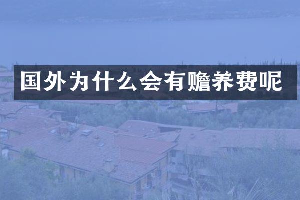 国外为什么会有赡养费呢