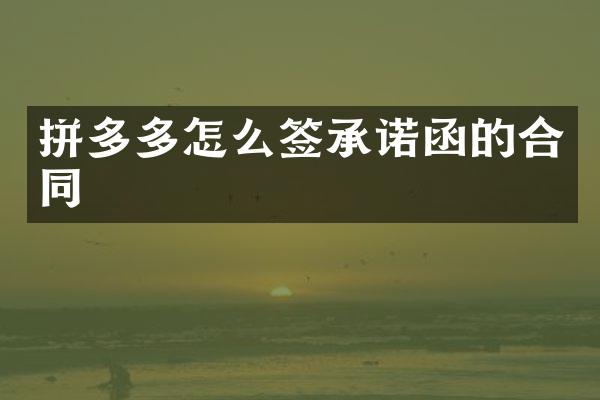 拼多多怎么签承诺函的合同