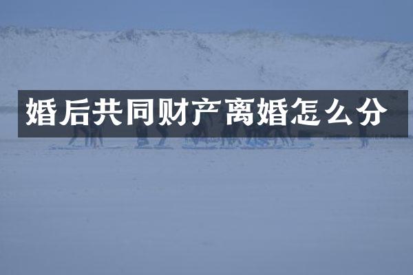 婚后共同财产离婚怎么分