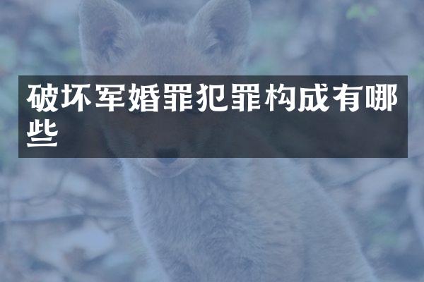 破坏罪犯罪构成有哪些